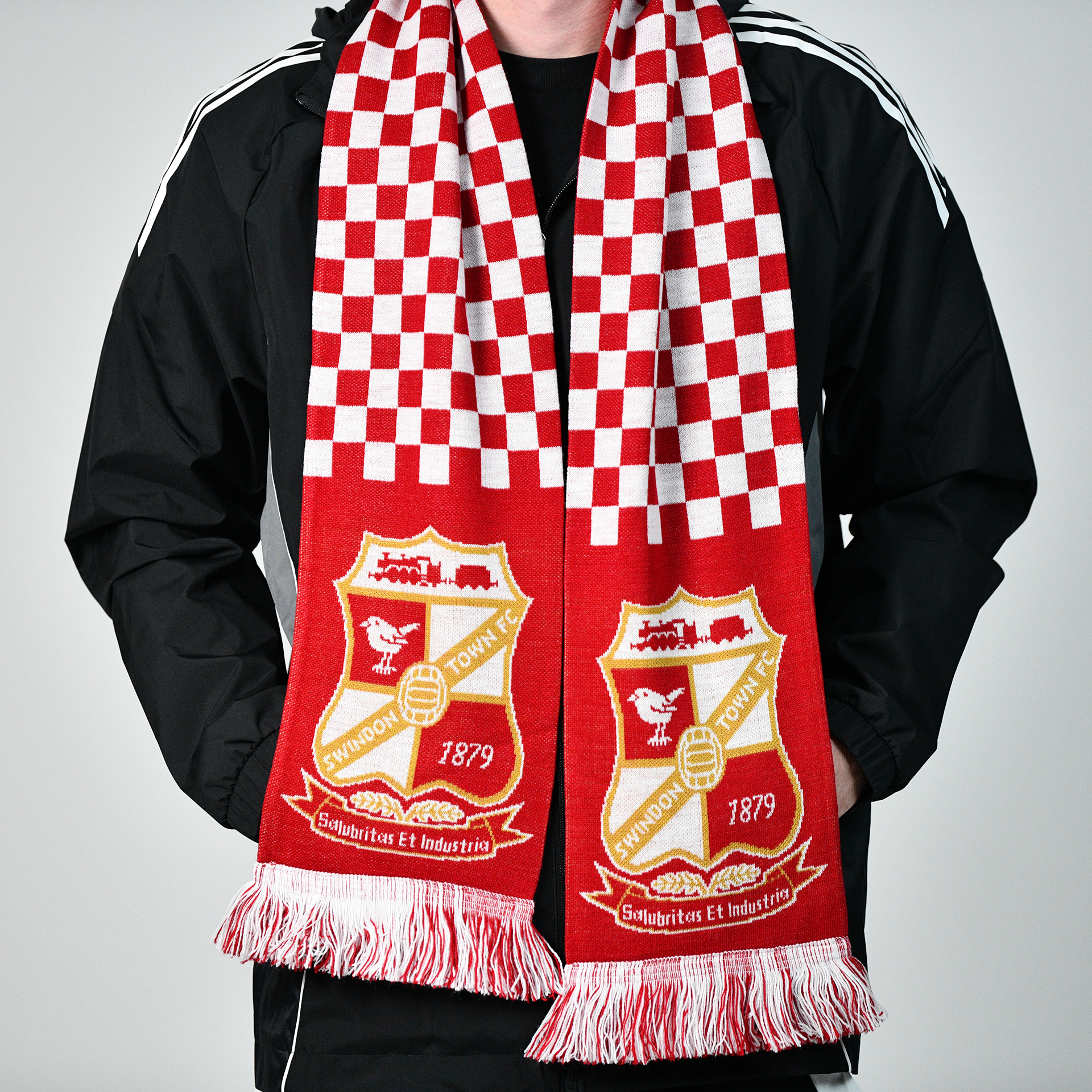 Swindon Town Crest Checkered Scarf