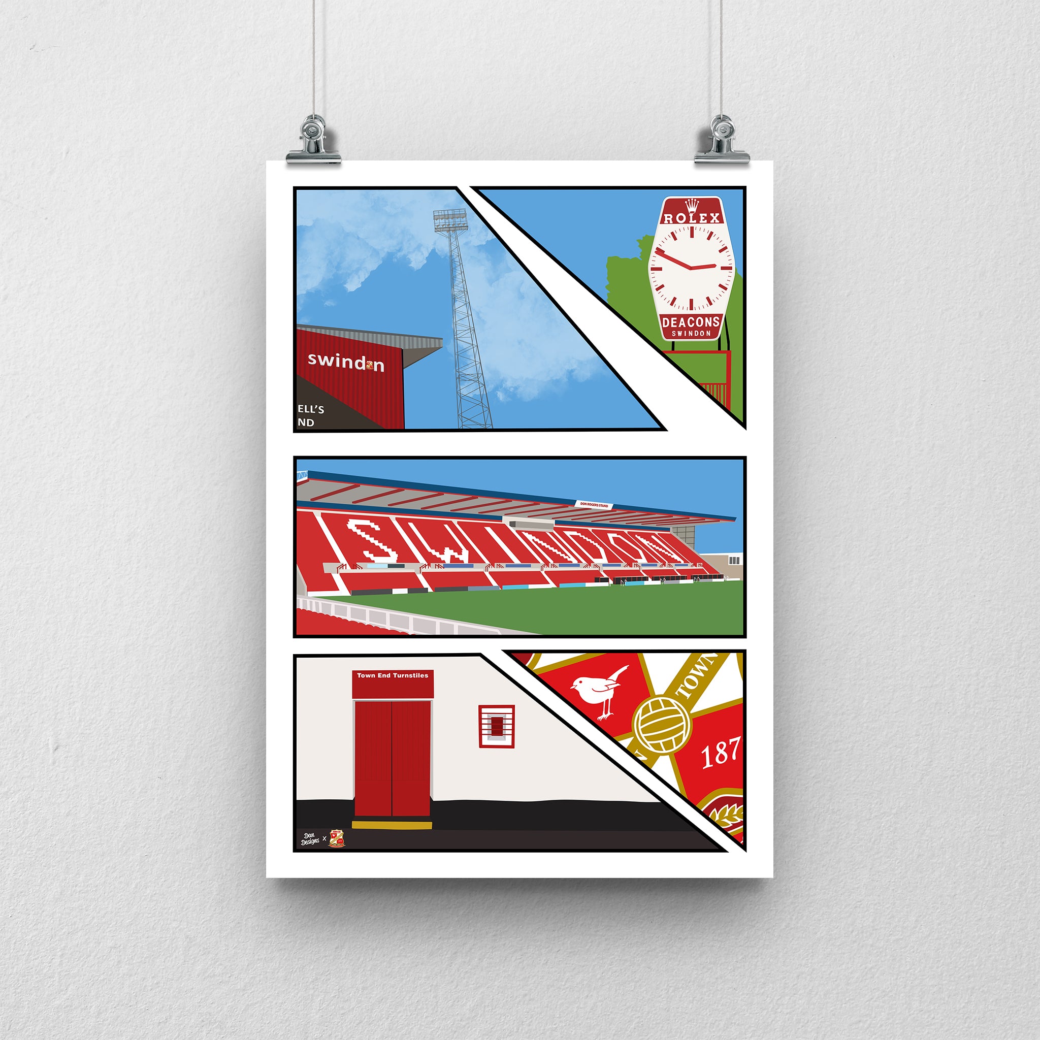 County Ground Mix Print A3 - Dan Designs