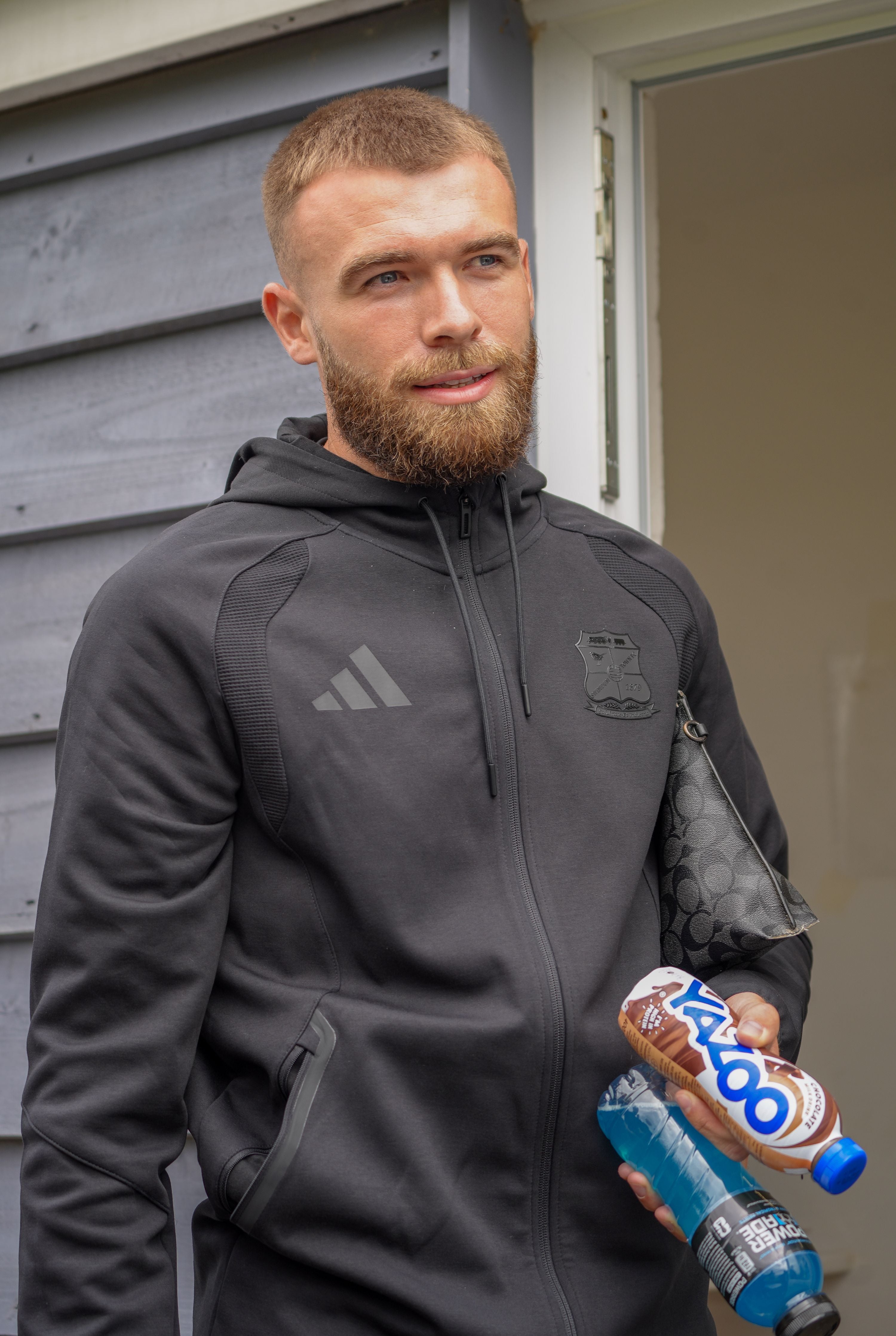 Swindon Town X Adidas Players Travel Hoodie (Black)