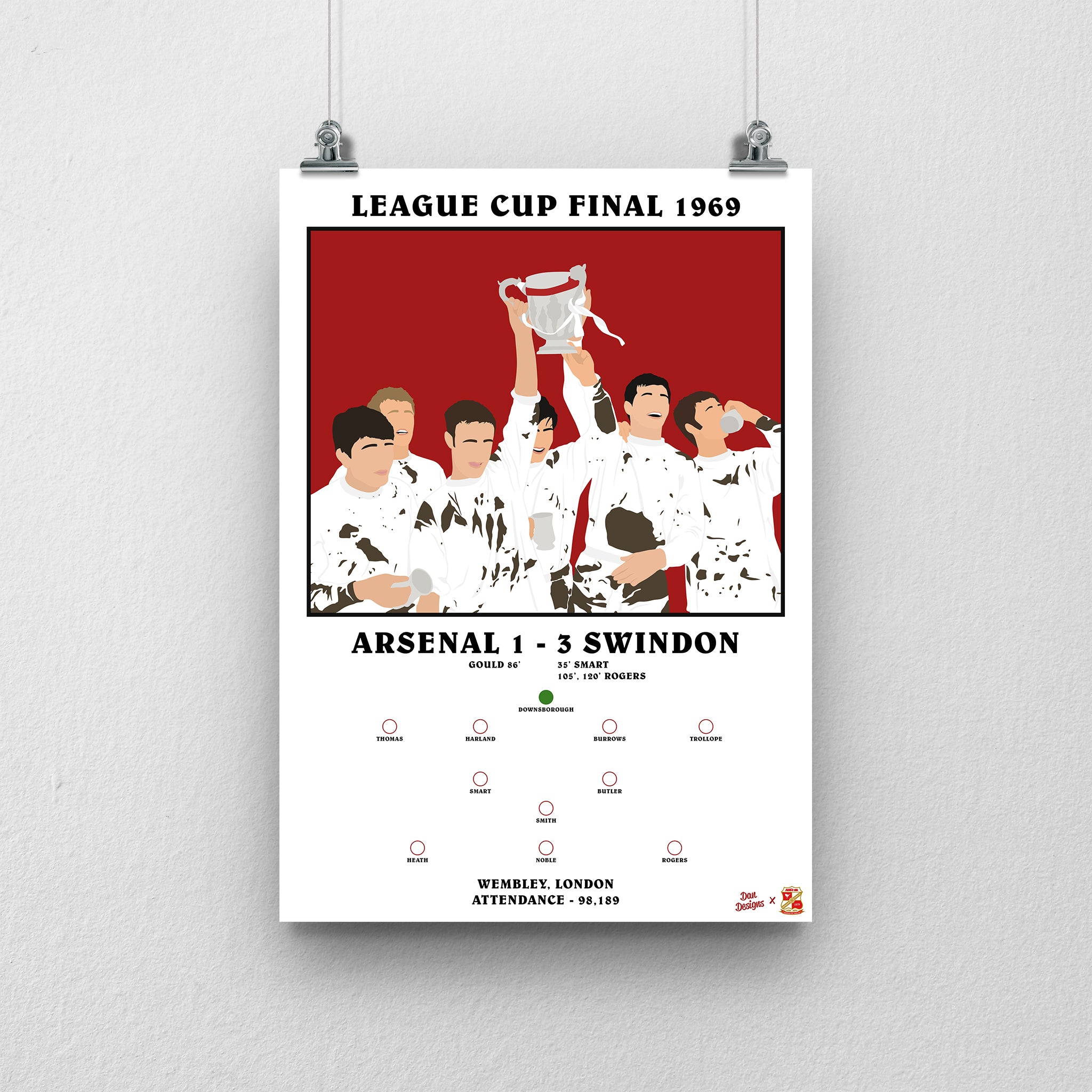 League Cup 1969 Print A3 - Dan Designs